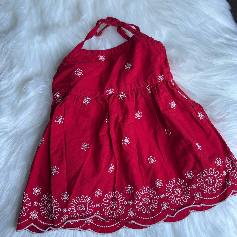 Baby Girl Osh Kosh Red and White Tie Neck Top